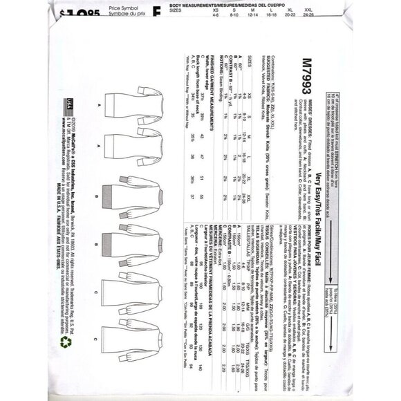 McCall's M7993 Misses XS to M Fitted Pullover Dress Uncut Sewing Pattern New - Picture 2 of 2